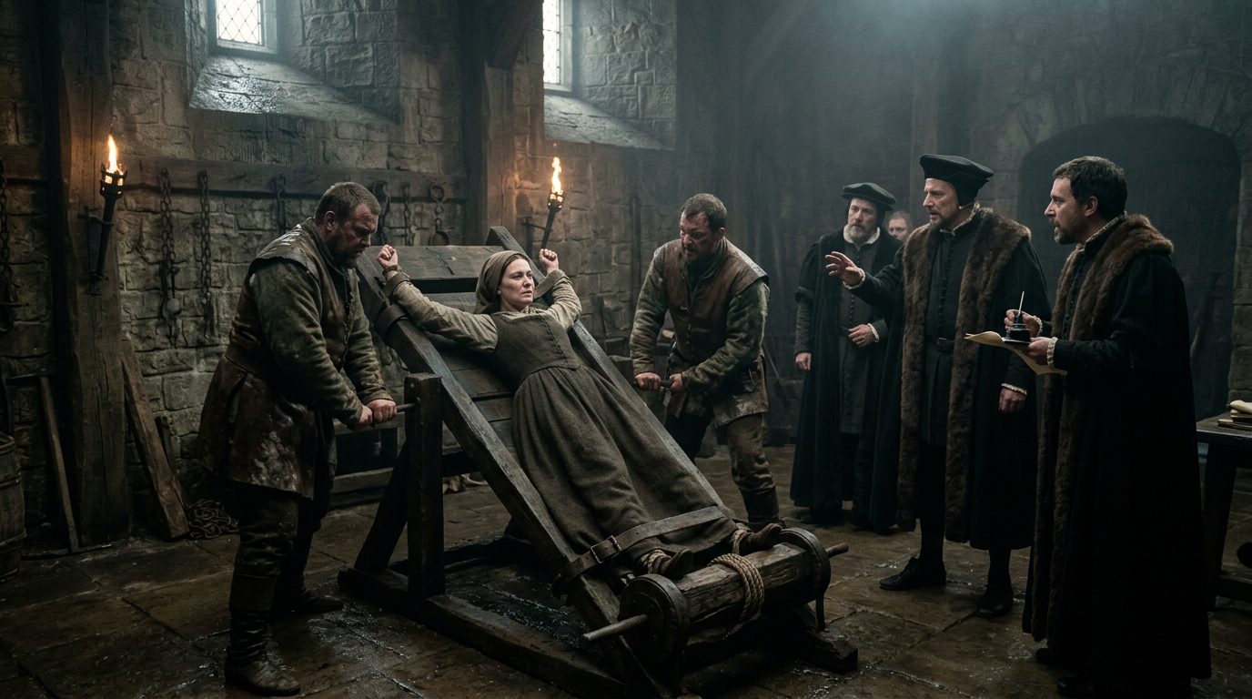 Anne Askew: Tortured on the Rack Until Her Bones Dislocated - Historical illustration