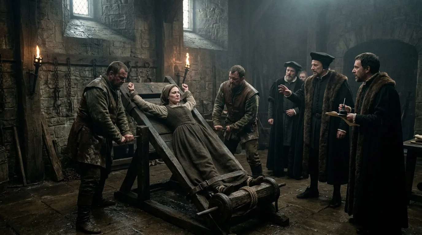 Anne Askew: Tortured on the Rack Until Her Bones Dislocated - Historical illustration