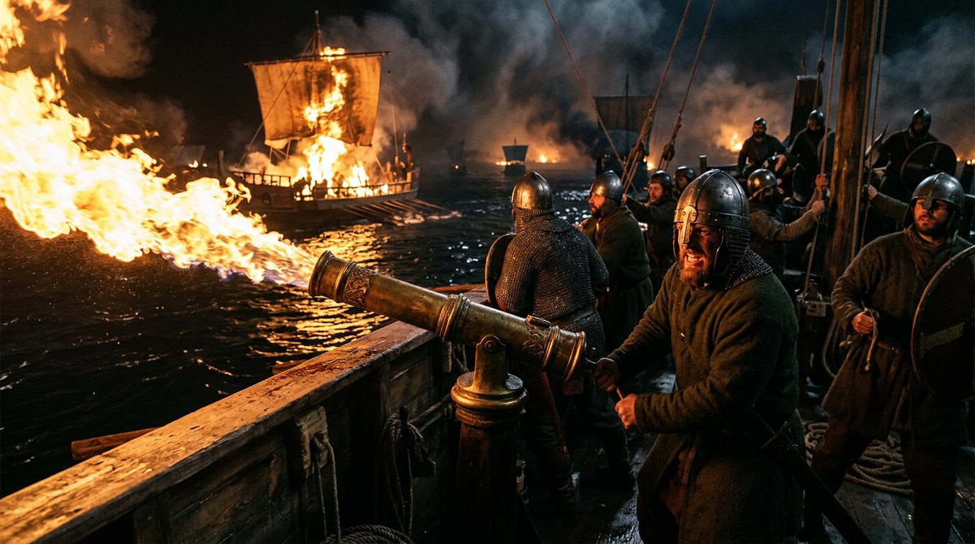 Greek Fire: The Napalm of Byzantium - Historical illustration