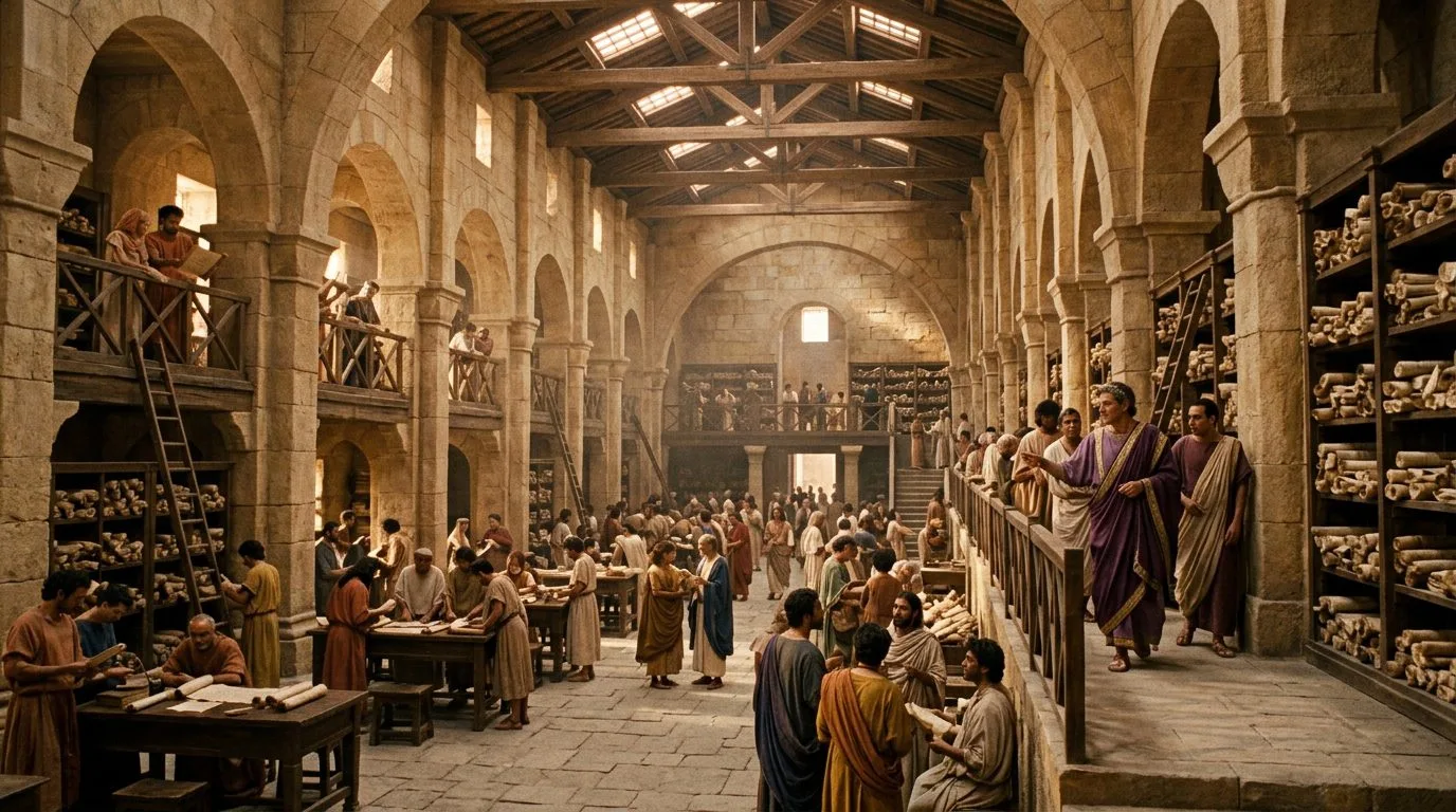 The Library of Alexandria: Ancient Egypt’s Half-Million Scroll Powerhouse - Historical illustration
