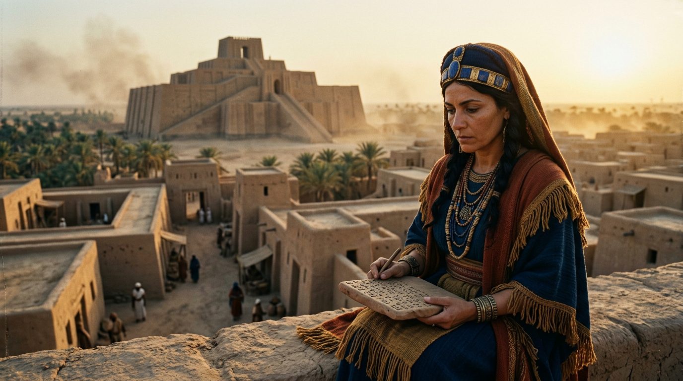 Enheduanna - World’s First Named Author and Akkadian Princess - Historical illustration