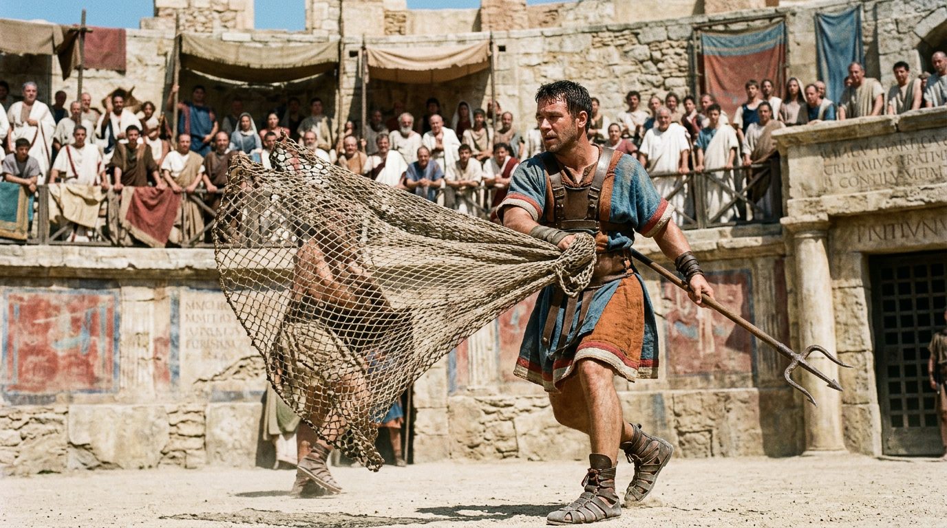 Trident and Net: The Fisherman’s Deadly Combo - Historical illustration