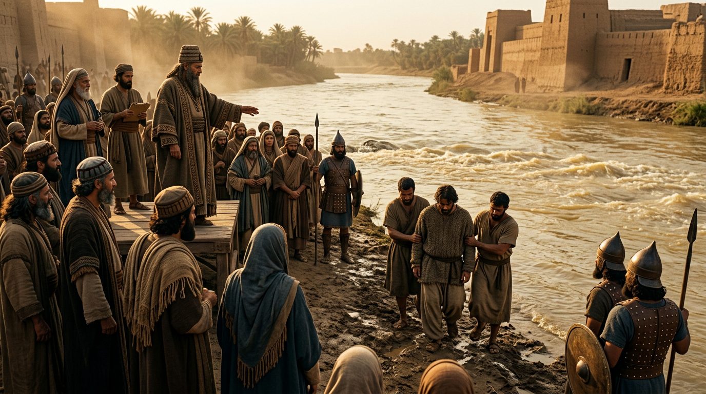 Trial by River Ordeal Determined Guilt Through Drowning - Historical illustration