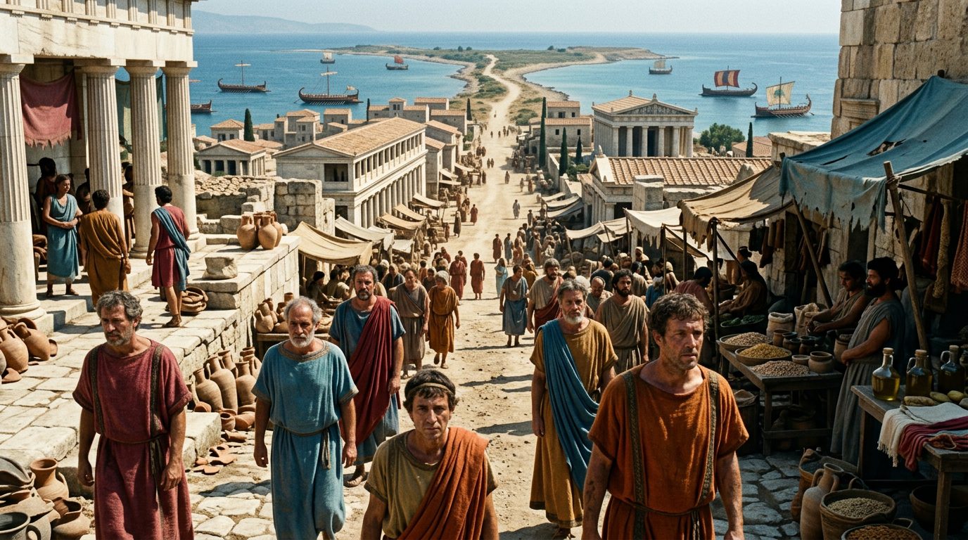 Corinth’s Commercial Empire Controlled Mediterranean Trade Routes - Historical illustration