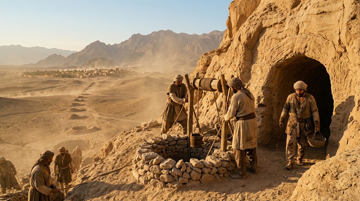 Persian Qanats: Underground Rivers Through the Desert - Historical illustration