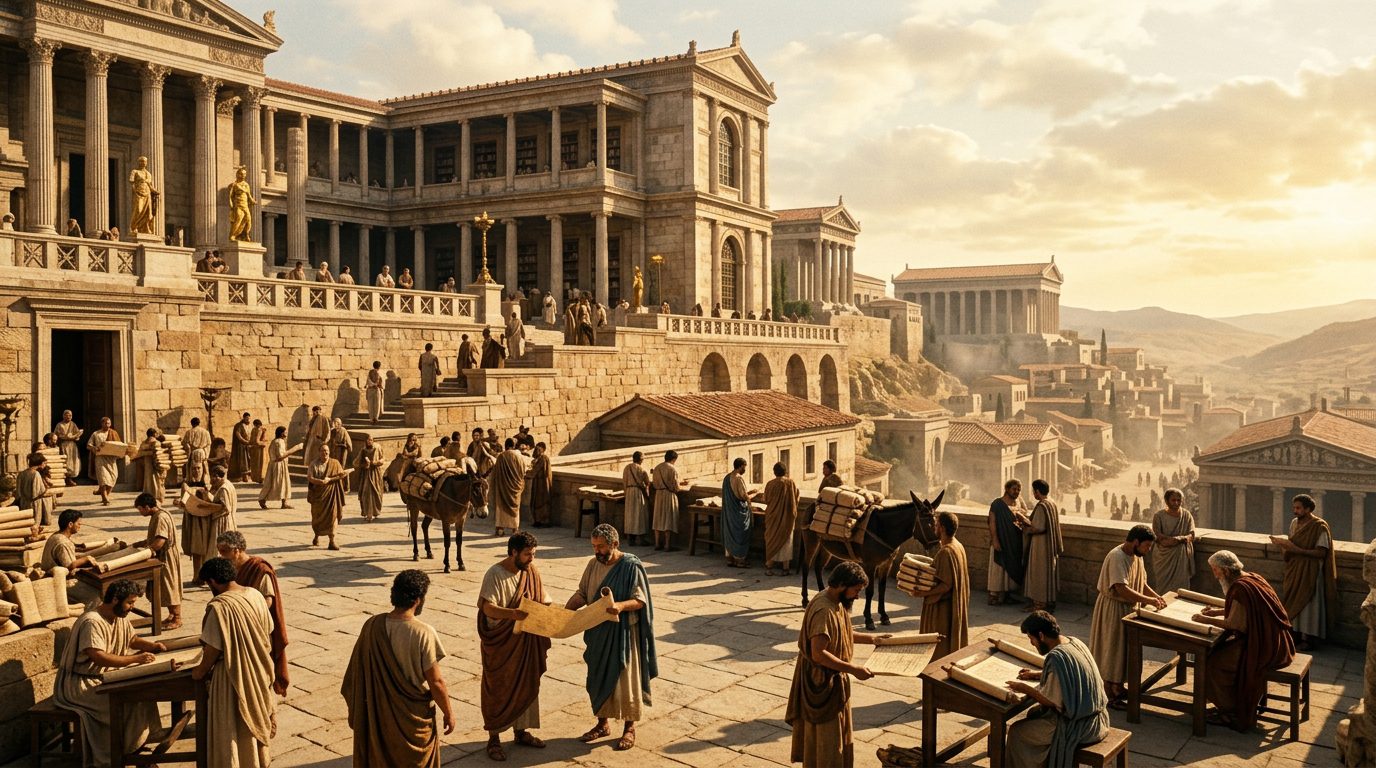 The Library of Pergamum: Rival to Alexandria’s Throne - Historical illustration