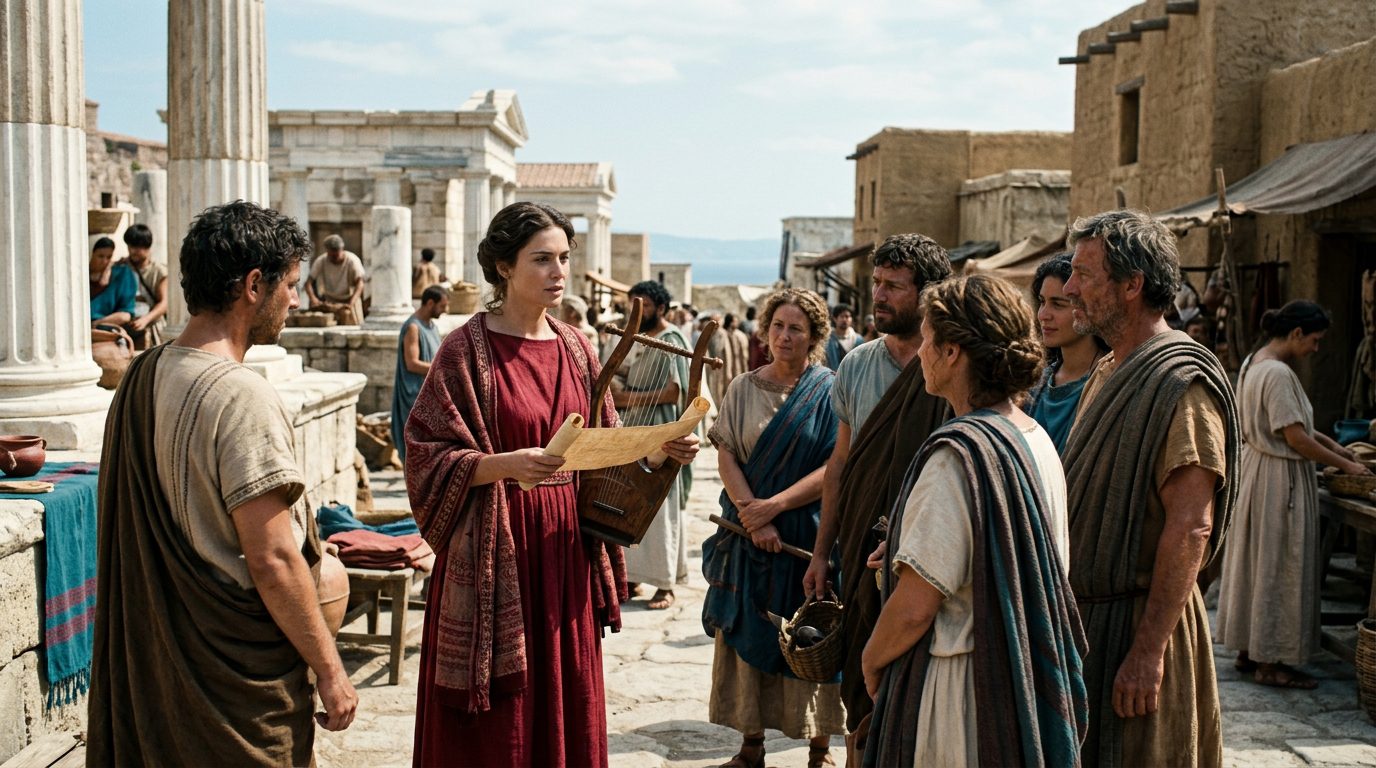 Sappho’s Poetry Was So Powerful It Survived 2,600 Years of Destruction - Historical illustration