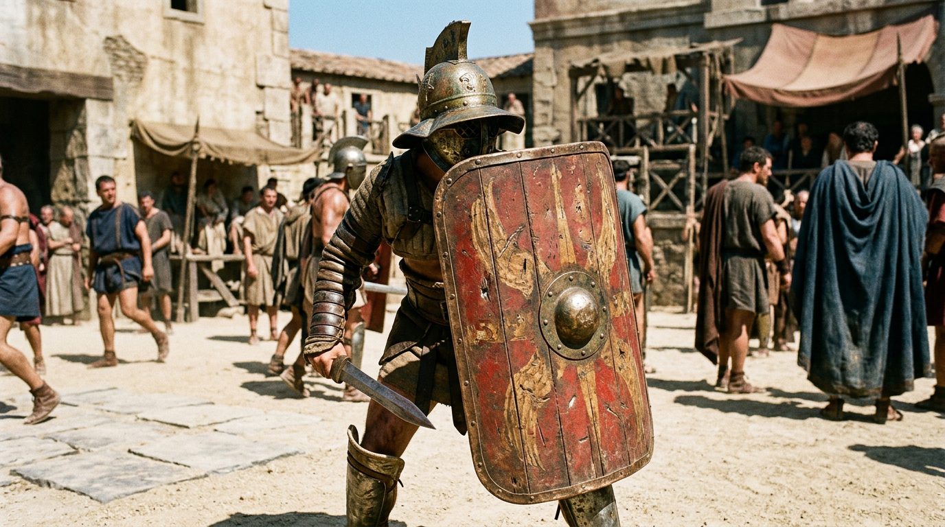 Murmillo’s Curved Scutum: The Gaul’s Wall of Defense - Historical illustration