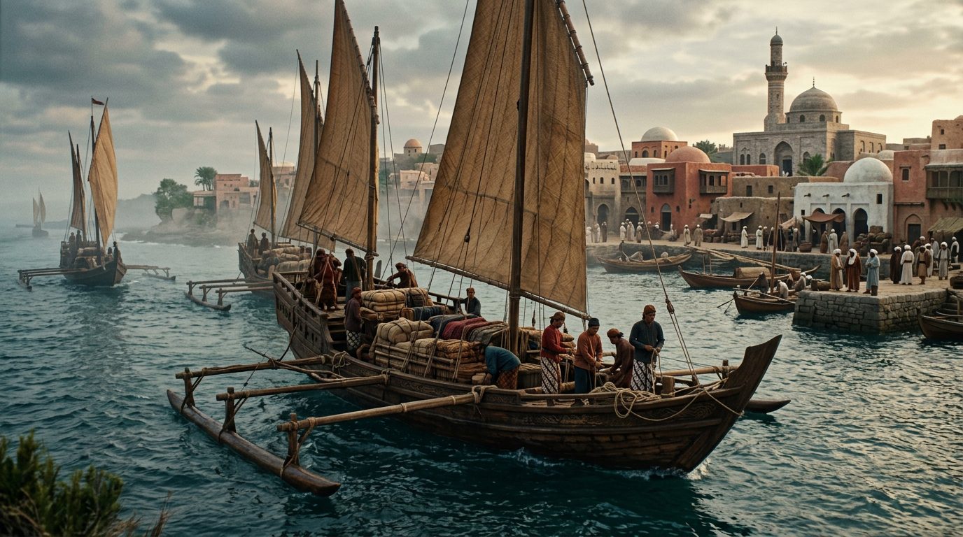 Javanese Clove Ships Sailed 4,000 Miles to Arabian Markets - Historical illustration