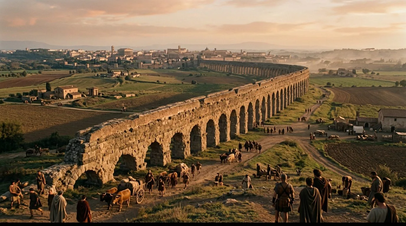 Roman Aqueducts: Gravity-Powered Urban Water Networks - Historical illustration