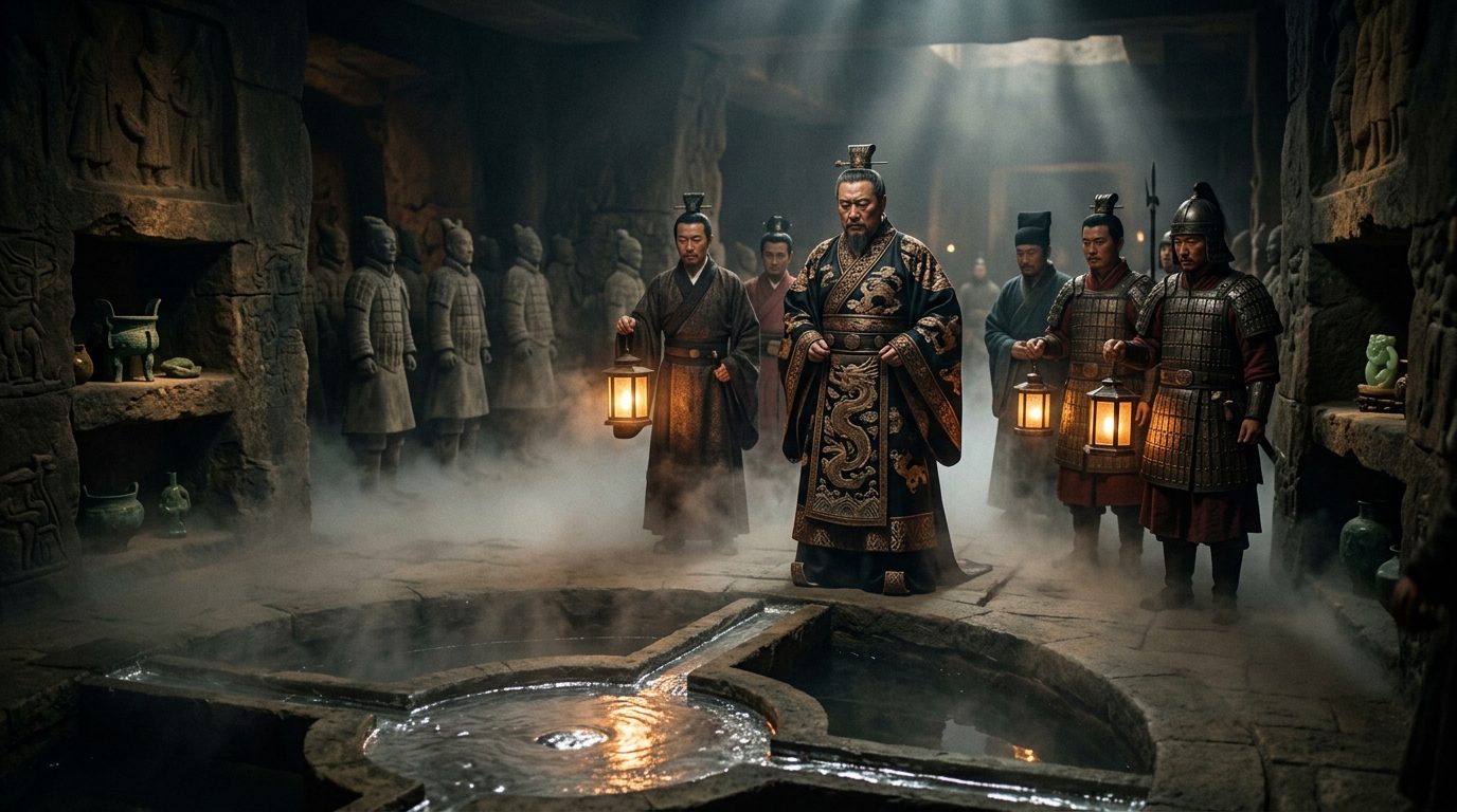 China’s First Emperor and the Mercury Fountain - Historical illustration