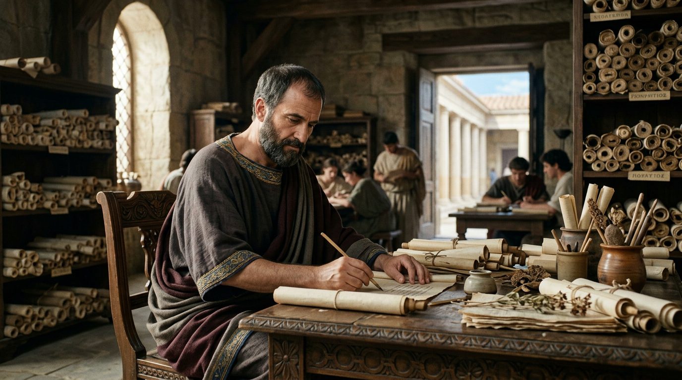 Aristotle Systematized Logic and Science in 335 BCE - Historical illustration