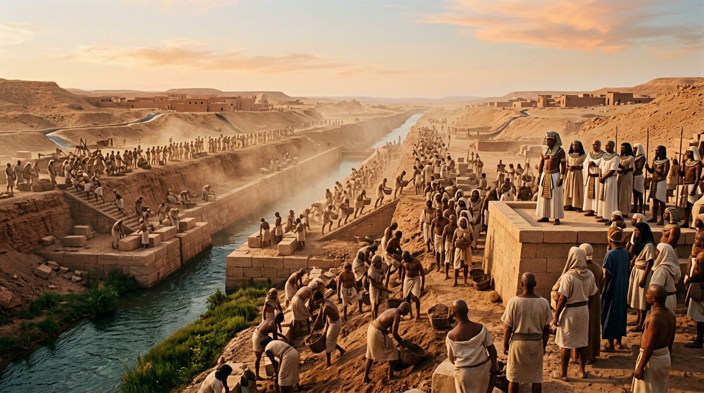 Amenemhat III Transformed Egypt’s Economy Through Massive Irrigation Projects - Historical illustration