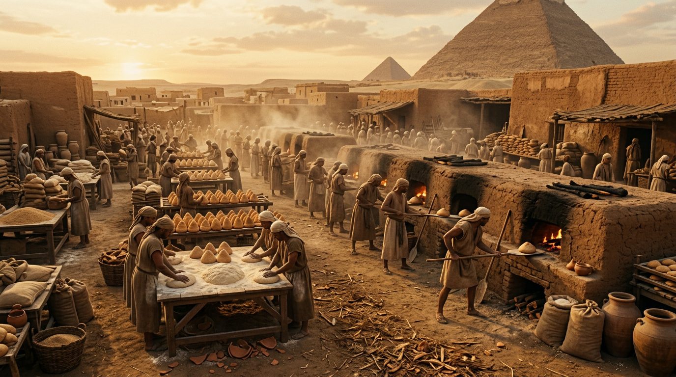 Industrial Bakeries Produced 21,000 Loaves Daily - Historical illustration