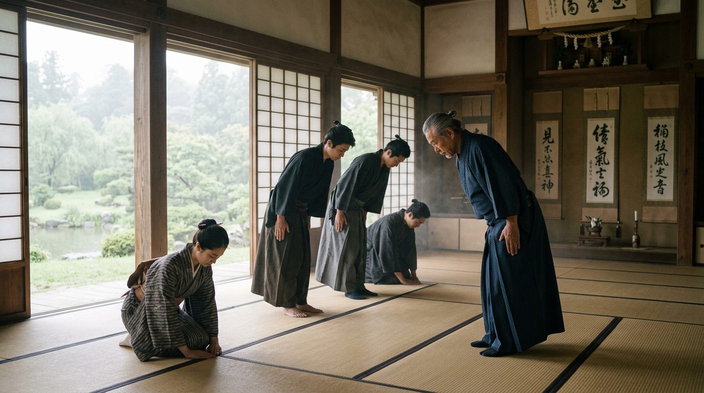 Rei (Respect) - The 48 Different Ways to Bow - Historical illustration
