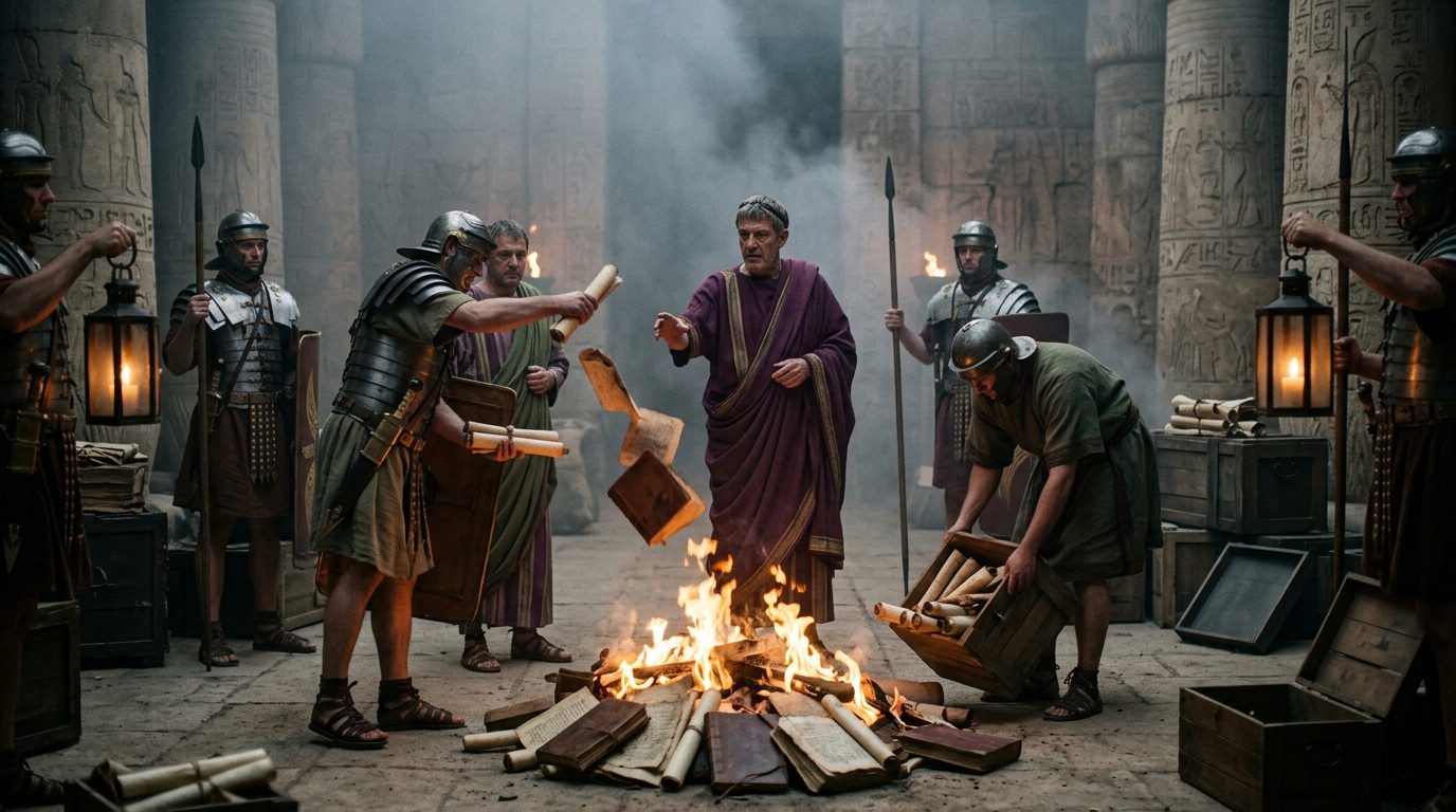 Diocletian Ordered Alchemical Books Burned to Protect Rome’s Gold - Historical illustration