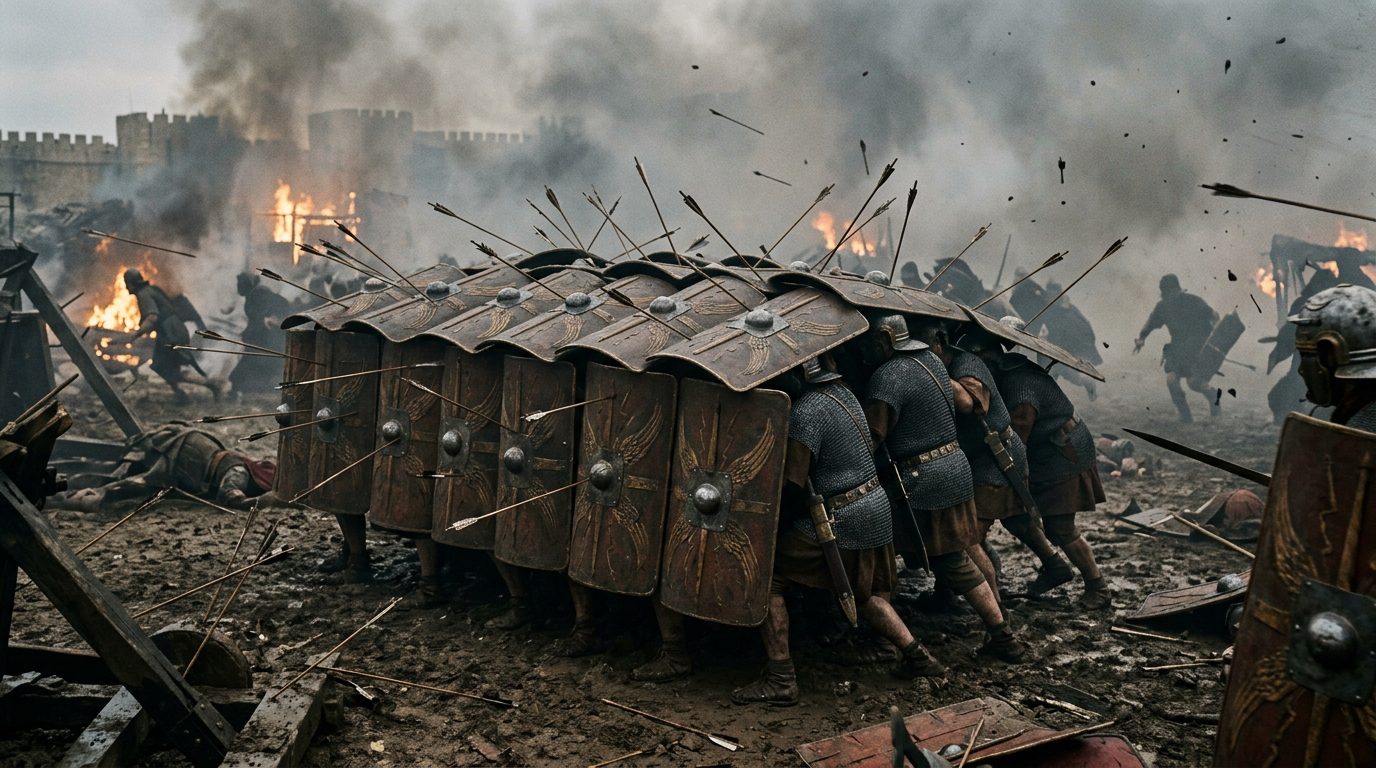 Roman Testudo: The Human Tank That Walked Through Arrow Storms - Historical illustration