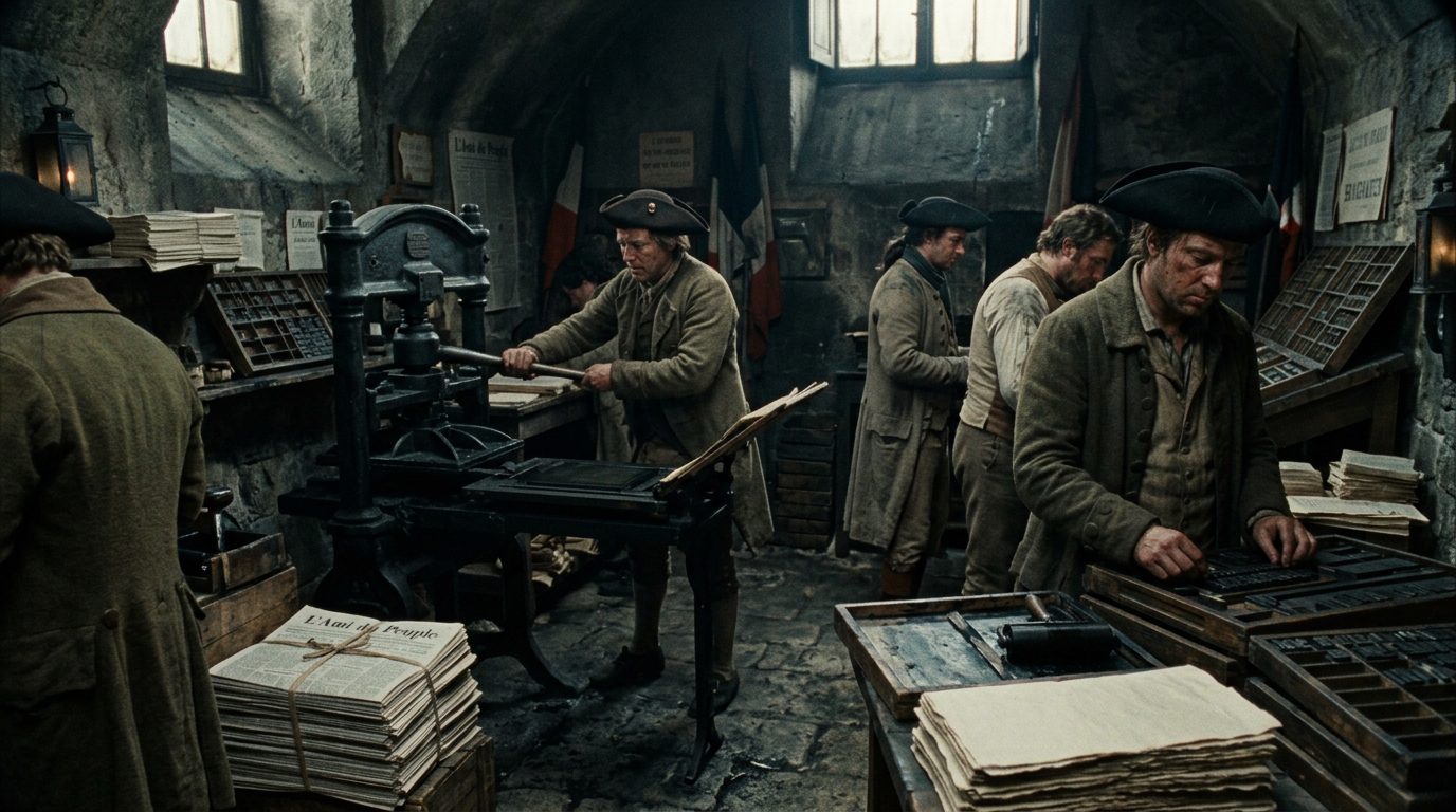 Jean-Paul Marat’s Printing Press Produced 300,000 Copies of Revolutionary Fury - Historical illustration