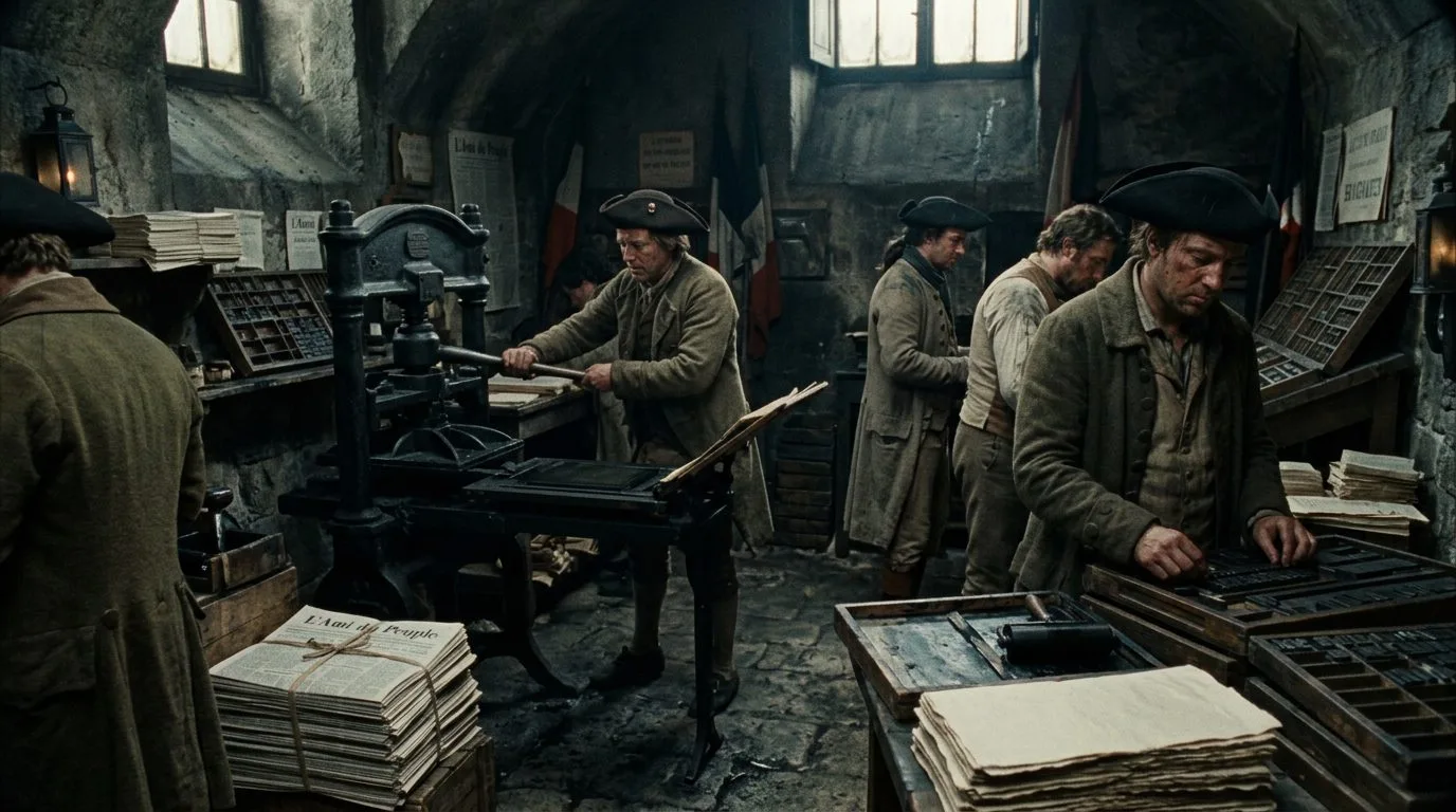 Jean-Paul Marat’s Printing Press Produced 300,000 Copies of Revolutionary Fury - Historical illustration