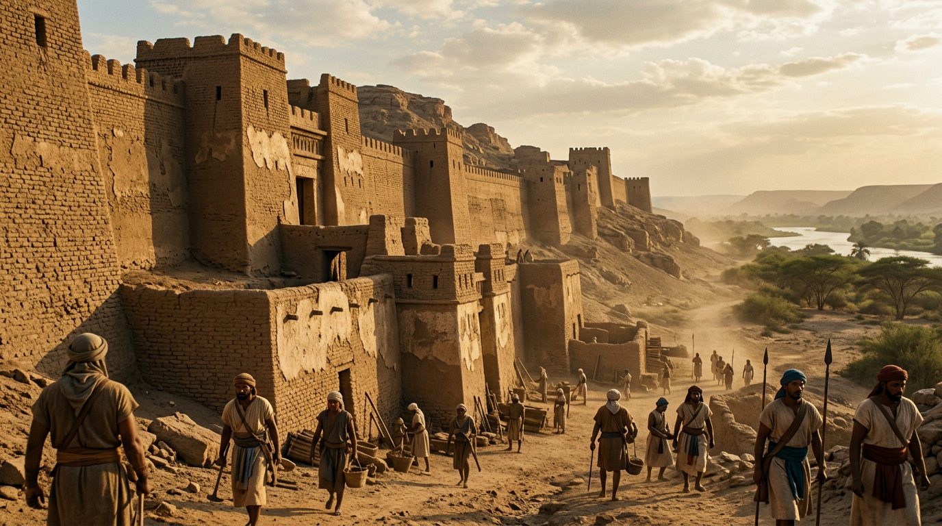 Senusret III Built 17 Fortresses to Create History’s First Border Wall - Historical illustration