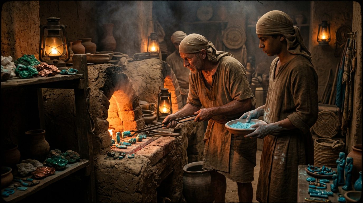 Egyptian Faience Glazing That Created the First Synthetic Pigment - Historical illustration