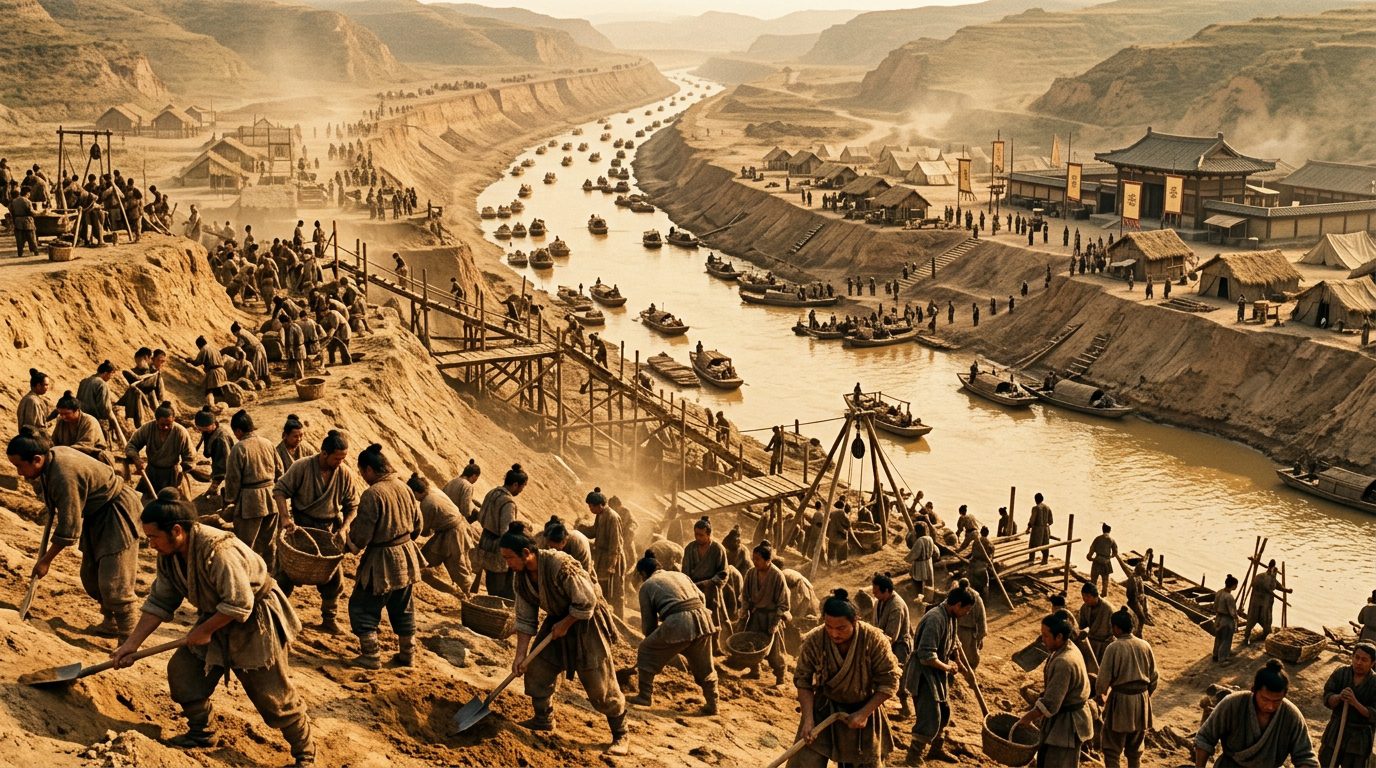 Grand Canal: China’s 1,800-Kilometer Irrigation Superhighway - Historical illustration