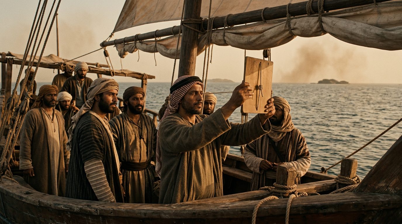 Islamic Kamal: The String-and-Board Latitude Calculator - Historical illustration