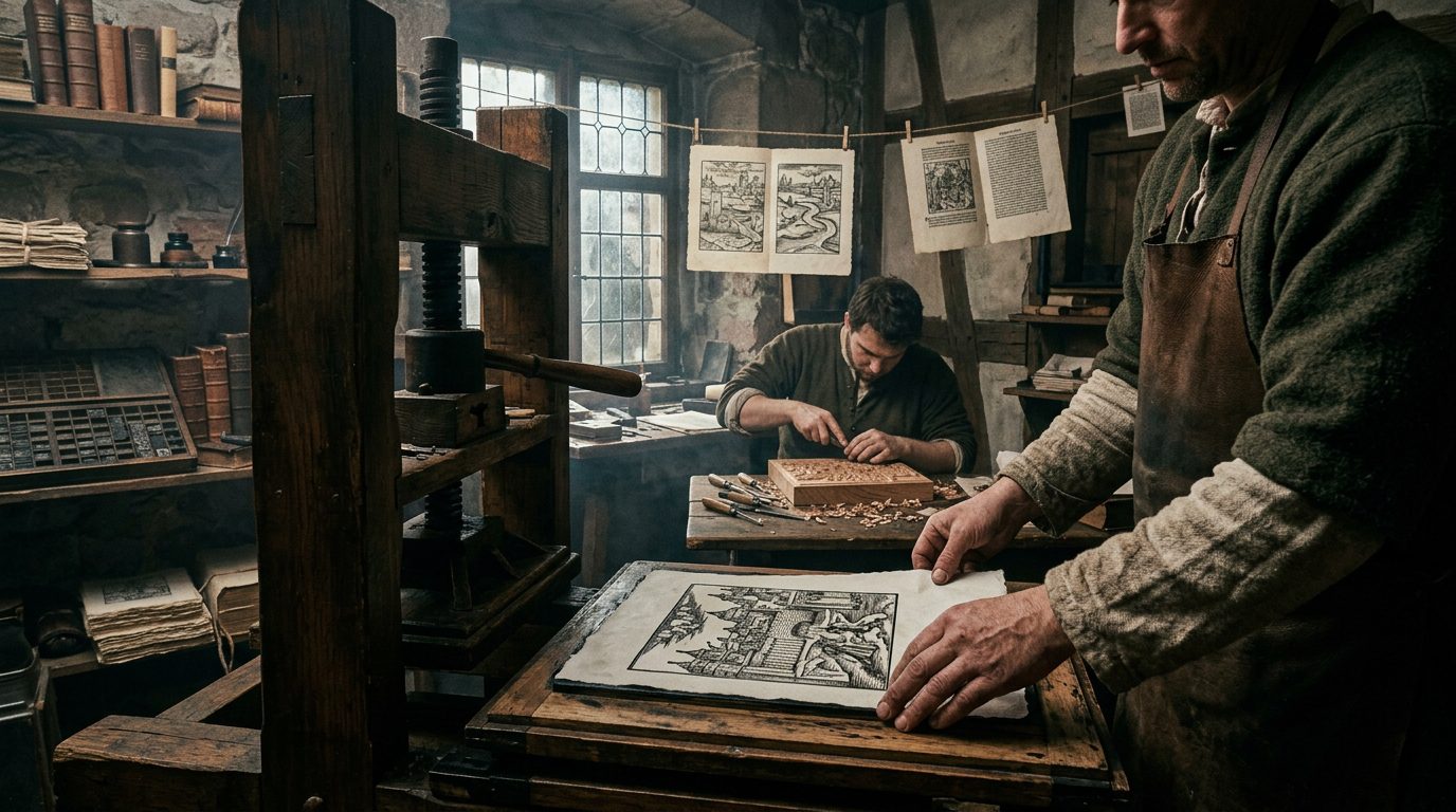 Woodcut Illustrations Merged Art With Information - Historical illustration