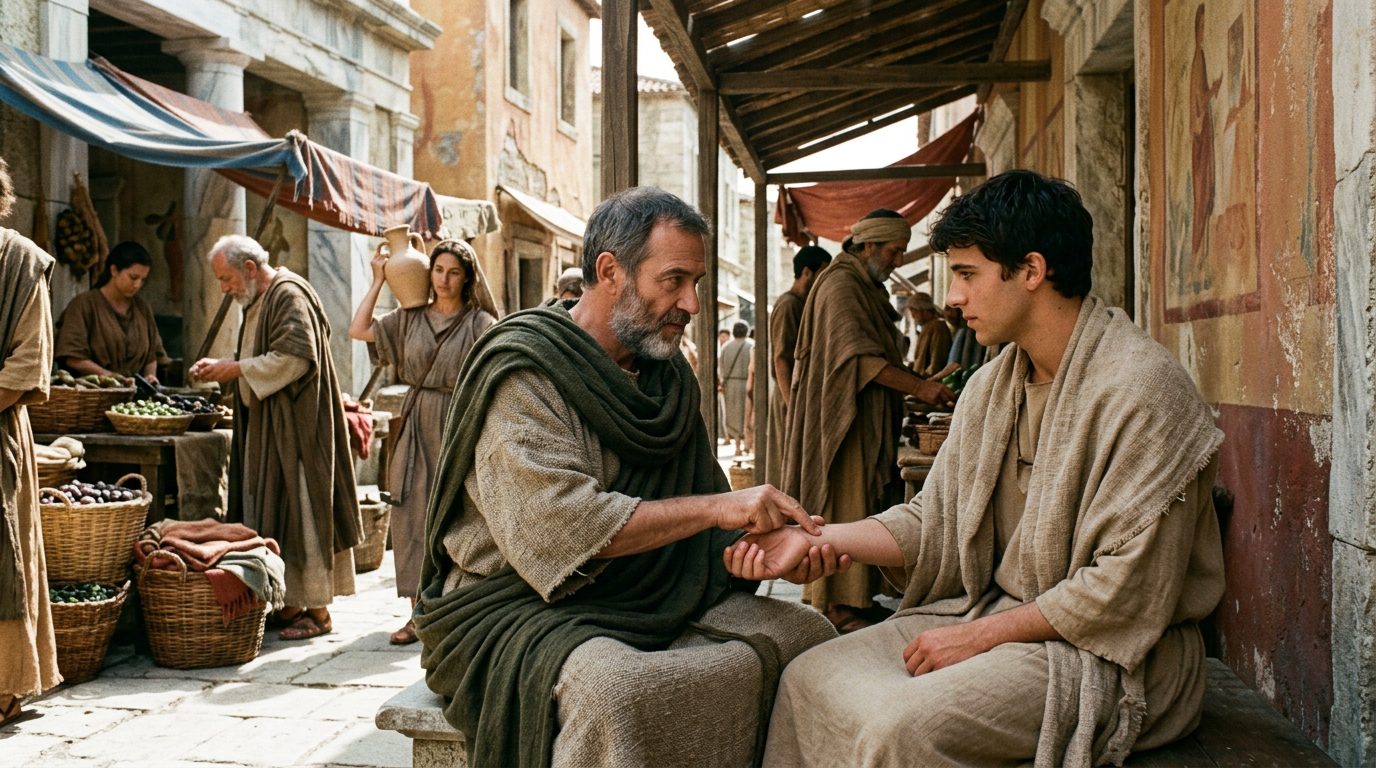 Praxagoras Identified the Pulse as Diagnostic Tool in 320 BCE - Historical illustration