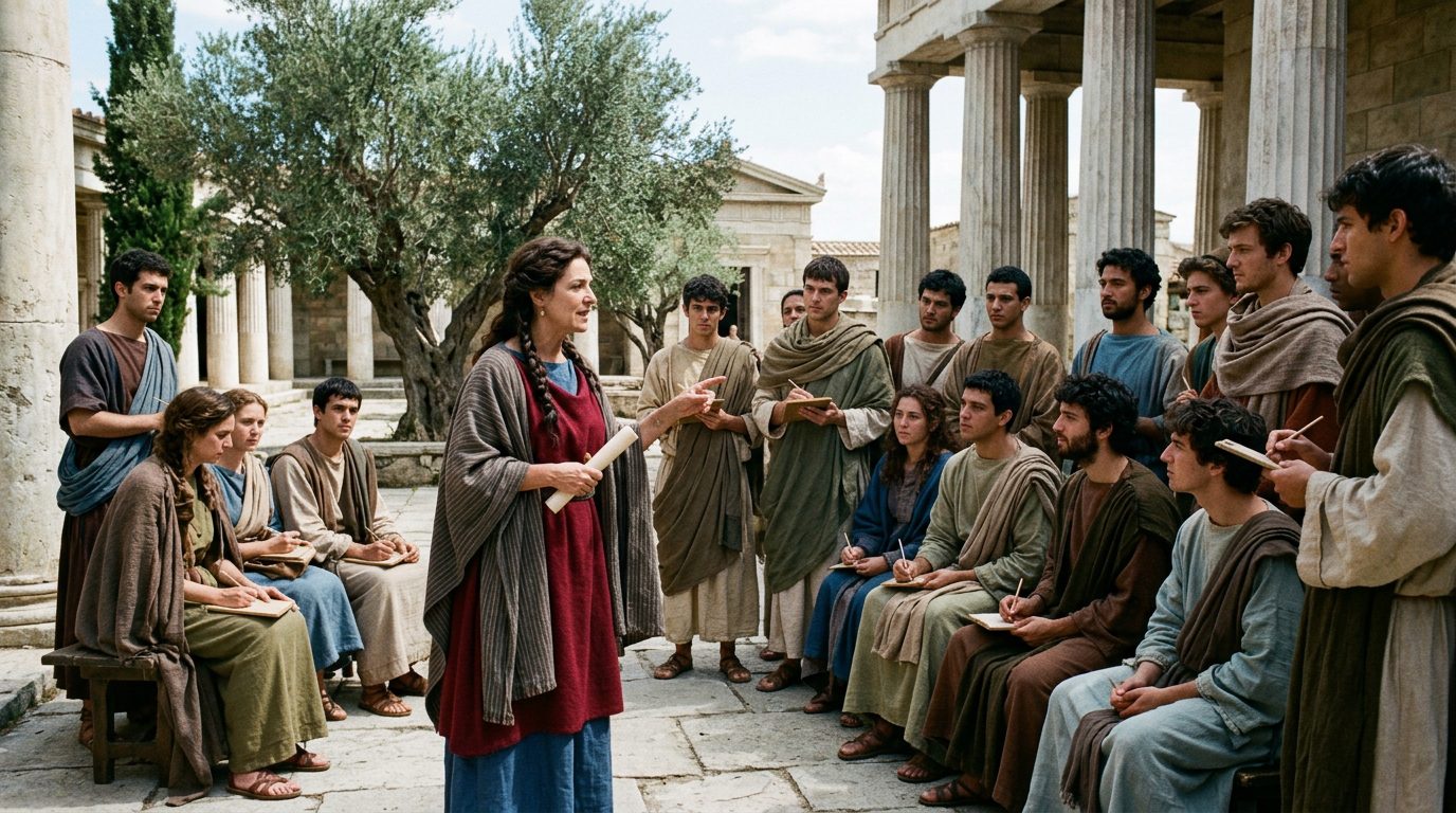 Arete of Cyrene Taught Philosophy for 35 Years at Plato’s Academy - Historical illustration