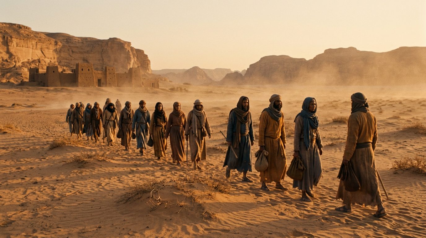 Desert Exile: Political Criminals Banished to Die of Thirst - Historical illustration