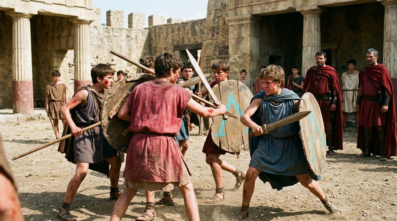 Mock Battles With Wooden Weapons Drew Real Blood - Historical illustration