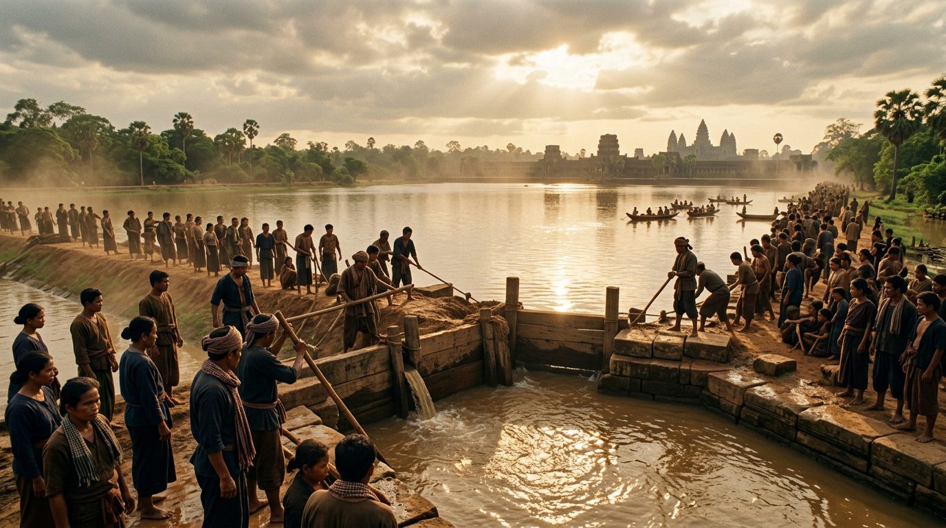Angkor Wat Barays: Monsoon Reservoirs of the Khmer Empire - Historical illustration