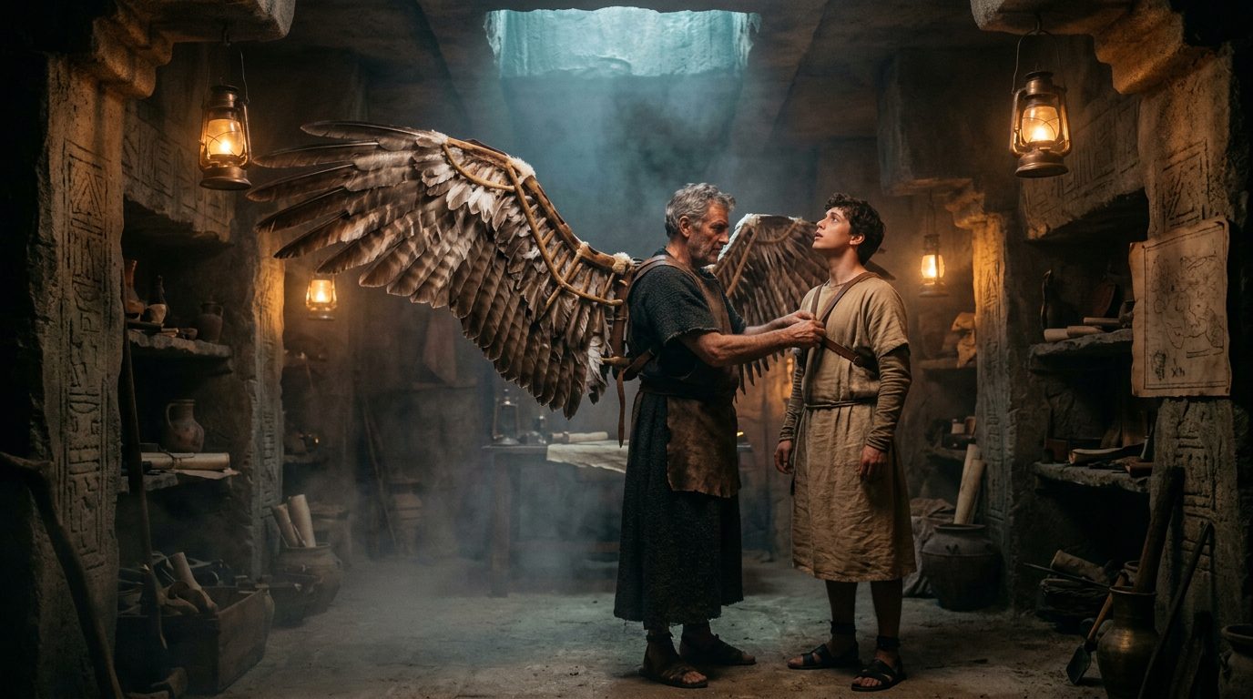 Icarus: The Warning Every Father Knows - Historical illustration