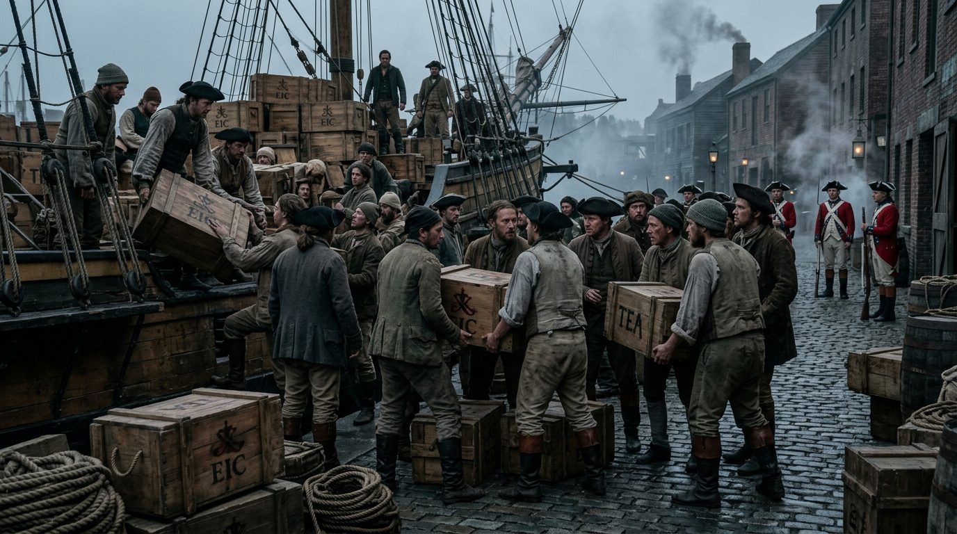 British Tea Monopoly: How 342 Chests Sparked a Revolution - Historical illustration