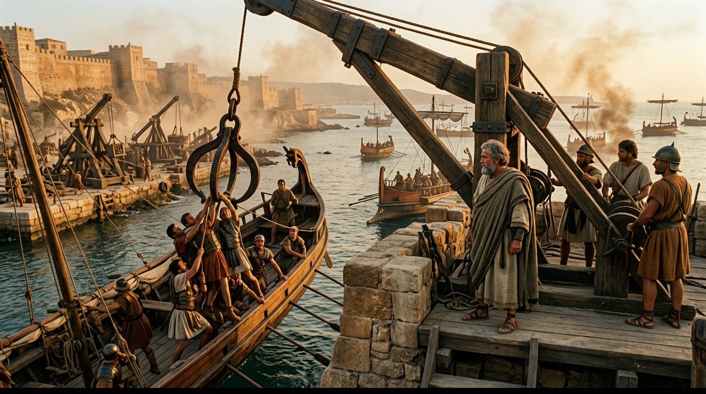 Archimedes Created War Machines That Held Off Rome for Three Years - Historical illustration