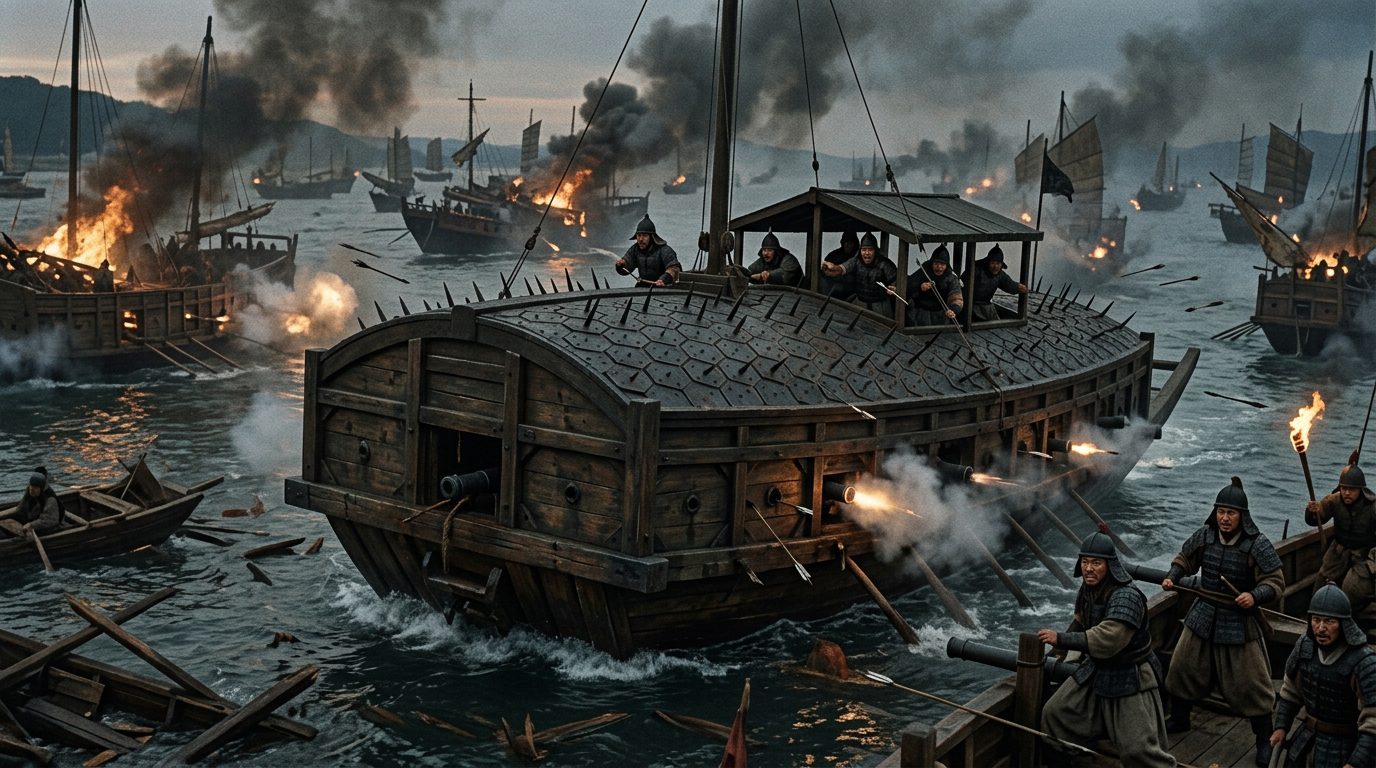 Korean Turtle Ships: The Ironclad Innovation That Routed Japan’s Navy - Historical illustration