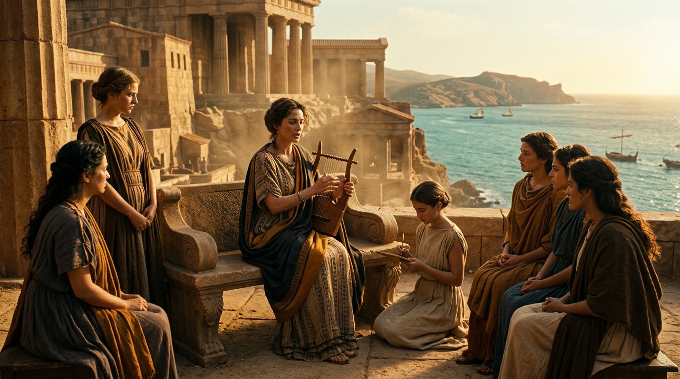 Sappho’s Fragments: Nine Lines That Invented Romance - Historical illustration