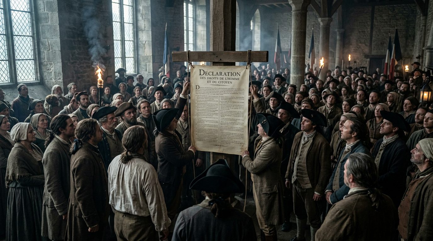 The Declaration of Rights Parchment Hung in 60,000 Town Halls Nationwide - Historical illustration