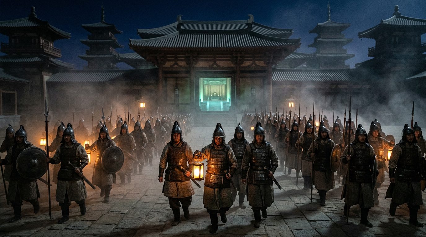 Enslaved Tang Soldiers Took the Emperor’s Palace - Historical illustration