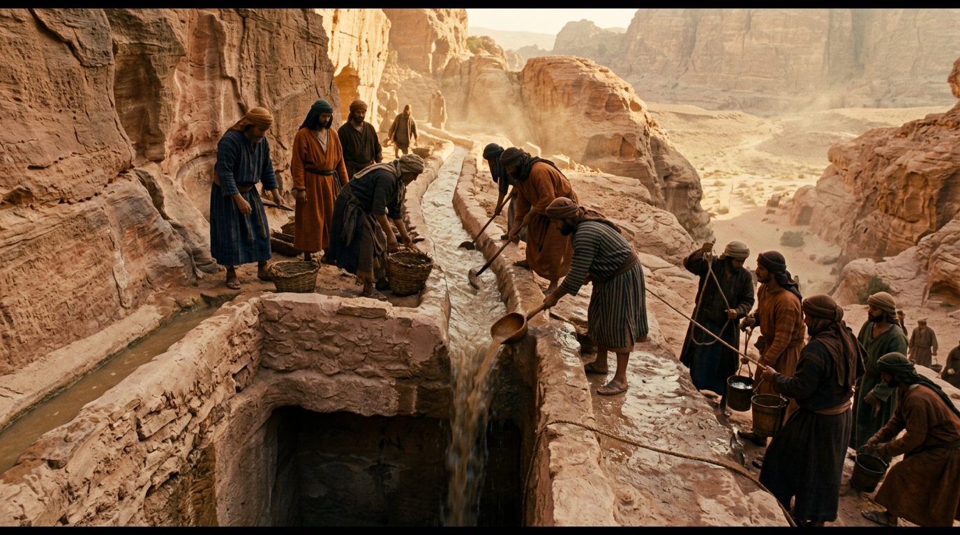 Nabataean Cisterns: Harvesting Every Drop in Petra’s Desert - Historical illustration