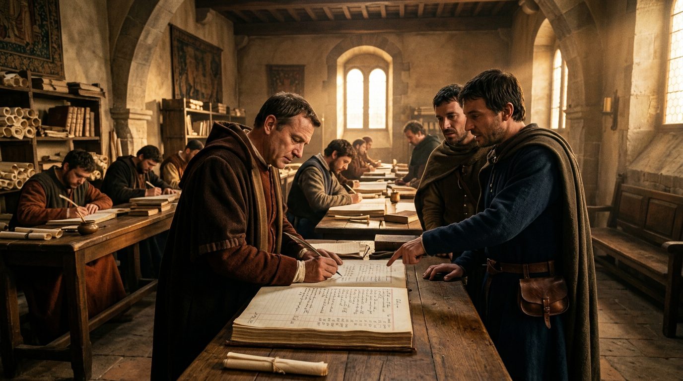 Florentine Account Ledgers Enabled Deposit Banking Without Physical Coin Transfers - Historical illustration
