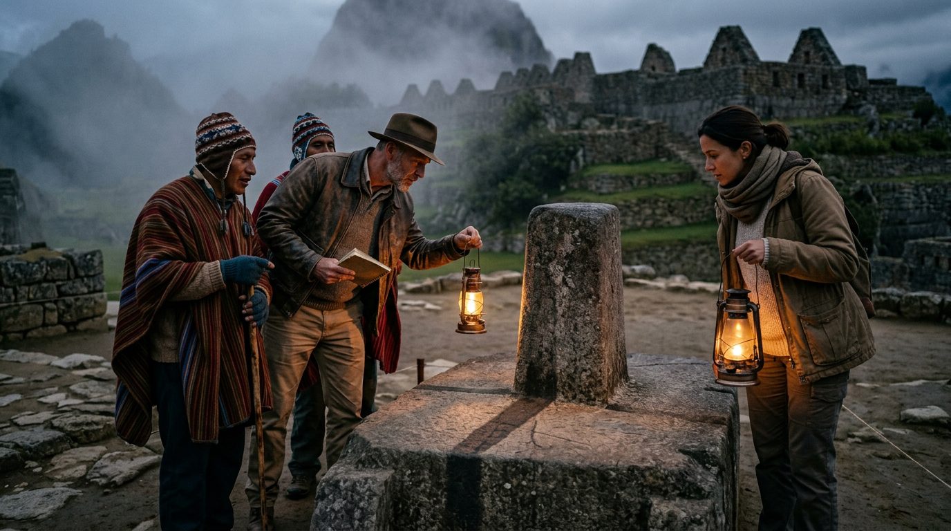 Machu Picchu’s Stone Tethers the Sun - Historical illustration