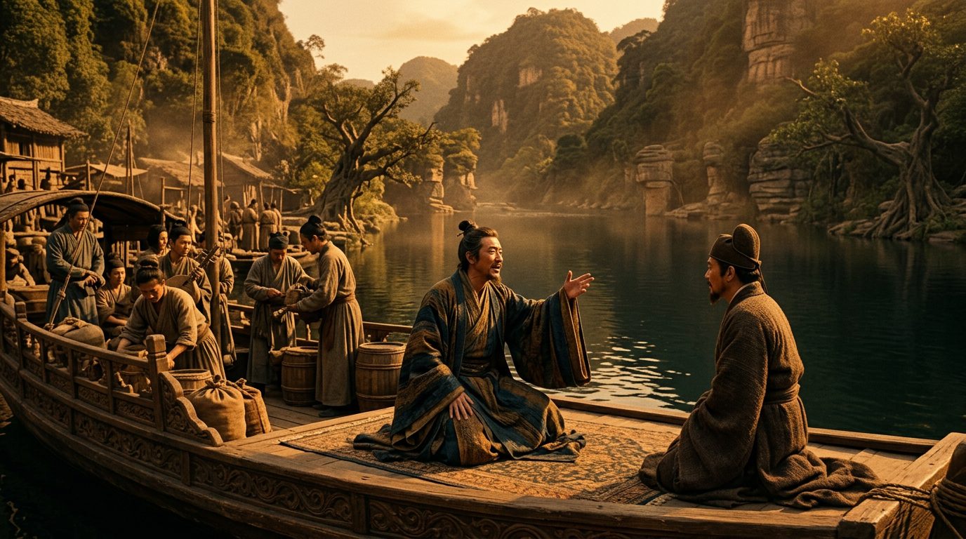 Li Bai Declared Friendship Deeper Than a 1,000-Foot Pool - Historical illustration