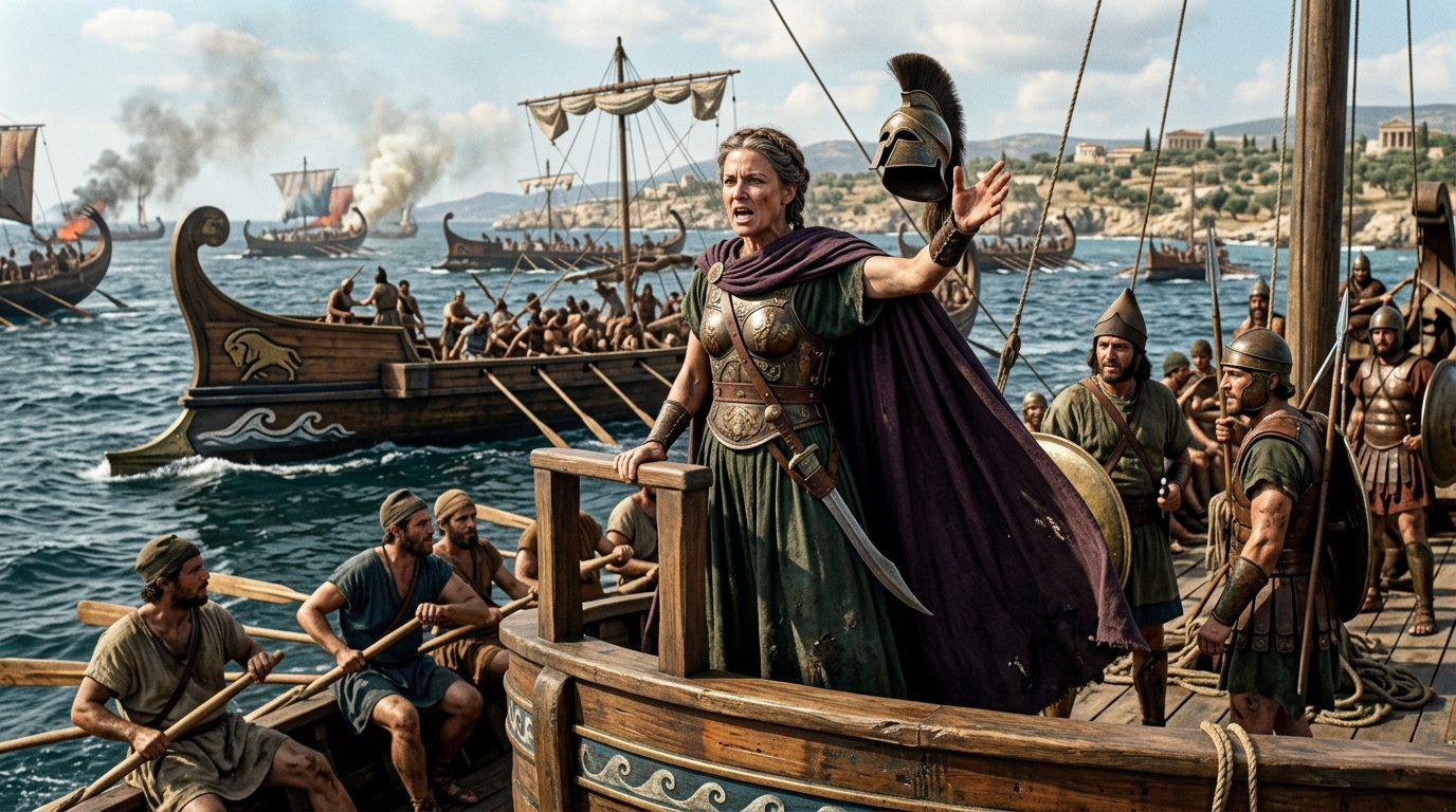 Artemisia I Commanded Xerxes’s Fleet at the Battle of Salamis - Historical illustration