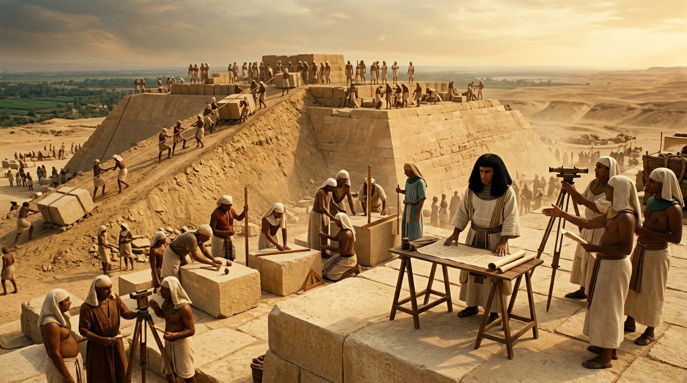 Hemiunu Engineered the Great Pyramid With 0.05 Degree Accuracy - Historical illustration