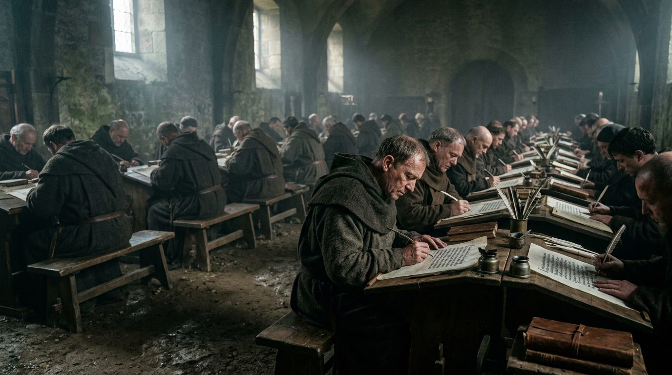 Corbie: The Factory That Mass-Produced Knowledge - Historical illustration