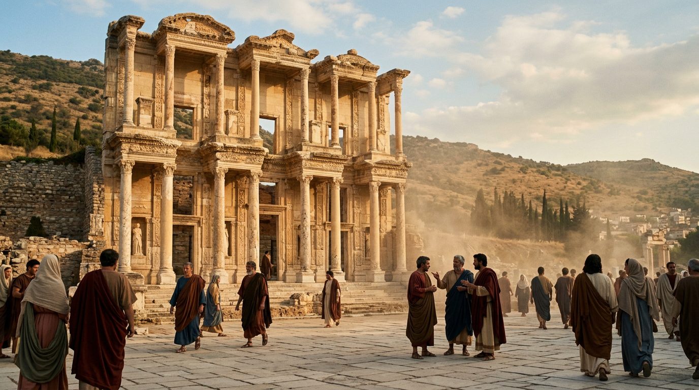 The Library of Celsus: Ephesus’s Memorial to Knowledge - Historical illustration