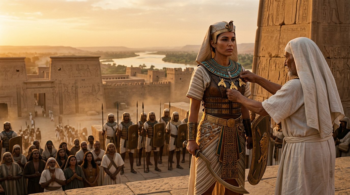 Ahhotep I - Egyptian Warrior Queen Who Defended Her Kingdom - Historical illustration