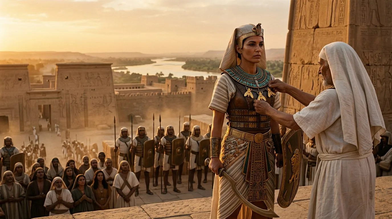 Ahhotep I - Egyptian Warrior Queen Who Defended Her Kingdom - Historical illustration